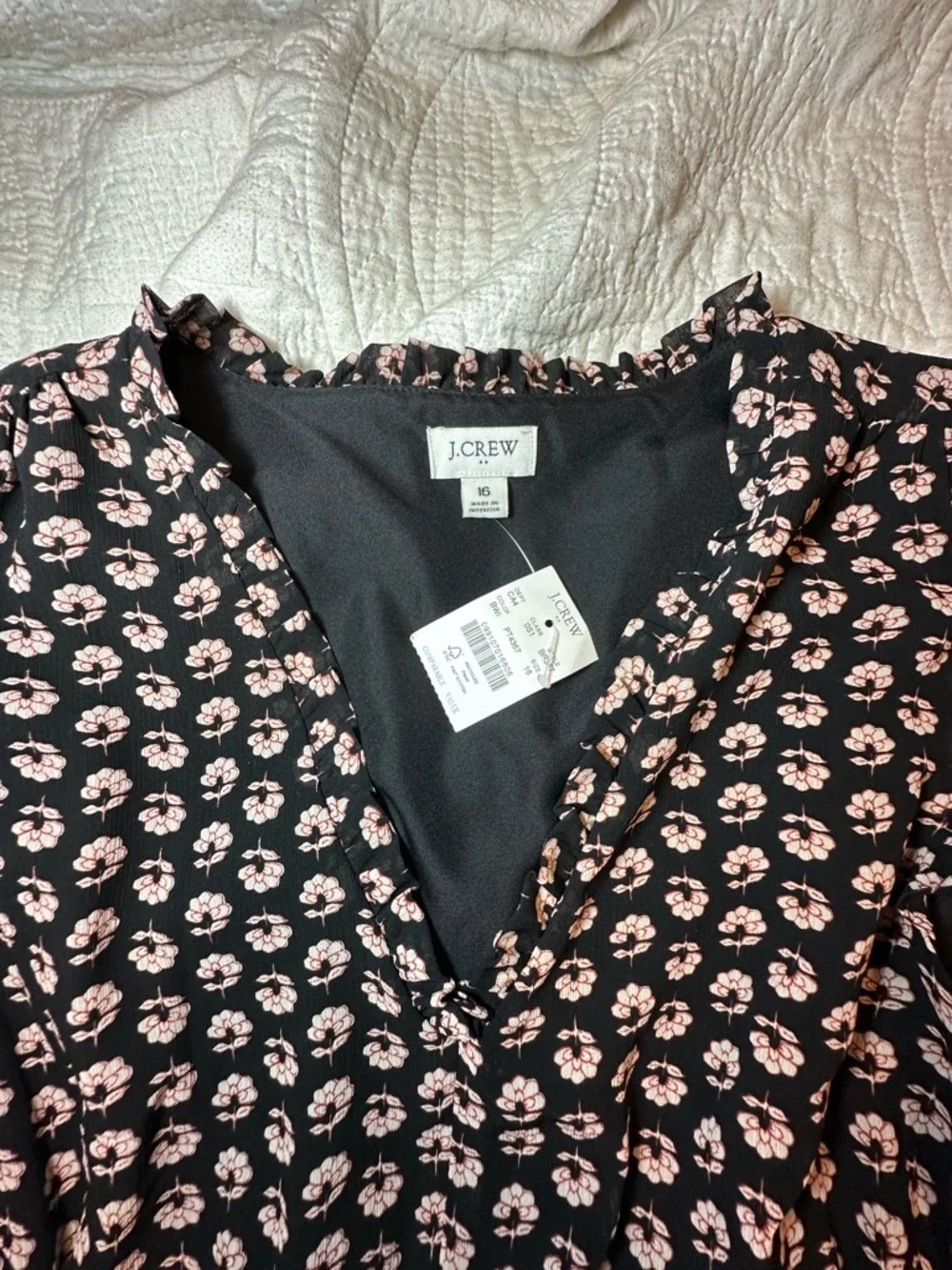 NWT J.Crew Ruffle V-Neck Floral Mini Dress Womens 16